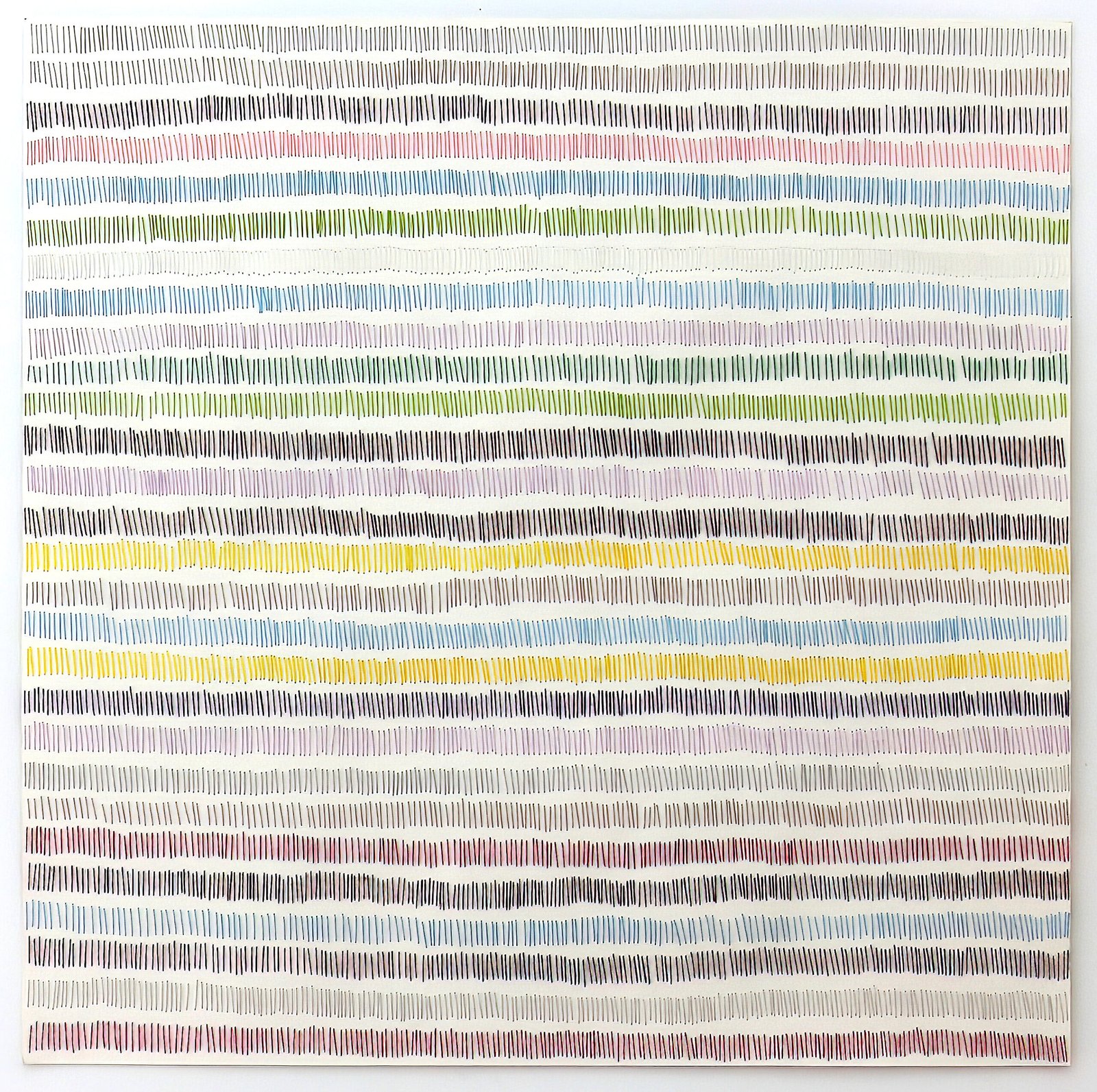 Spring. Seasons series. Paper and cotton thread, 2026, 60 x 60 cm. Artwork by Karen Meersohn